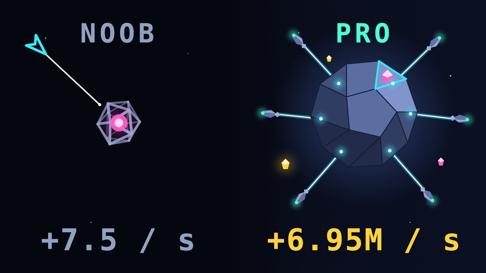 Asteroid Miner mining operation growing from a basic rig into an advanced production board